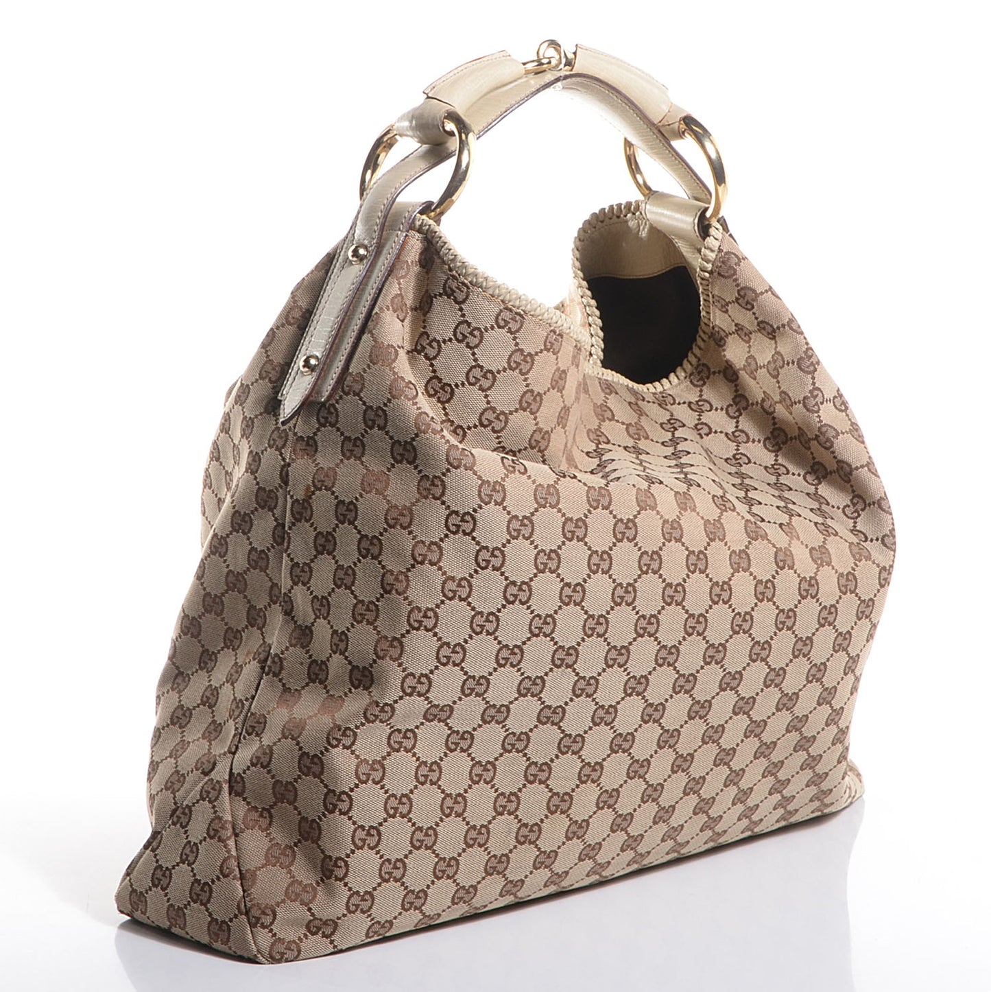 Monogram Large Horsebit Chain Hobo Off White