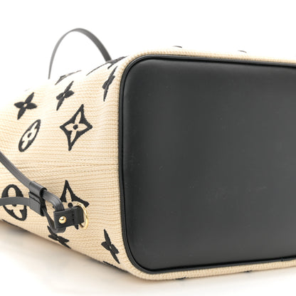 Louis Vuitton Cotton Monogram Embroidered Neverfull MM Beige Black 9 of 10