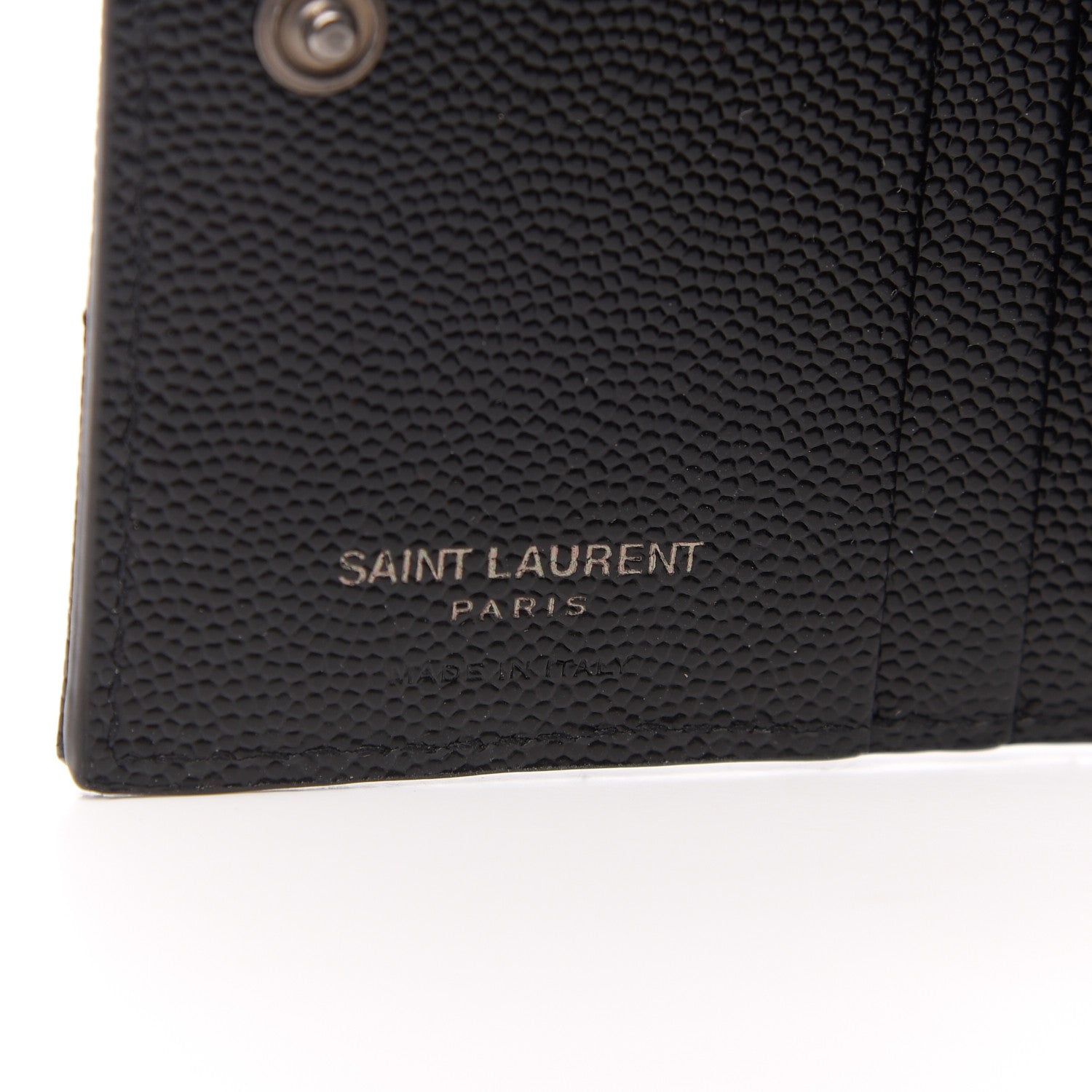 Saint Laurent Grain De Poudre Matelasse Chevron Monogram Zipped Card Case Black 6 of 6