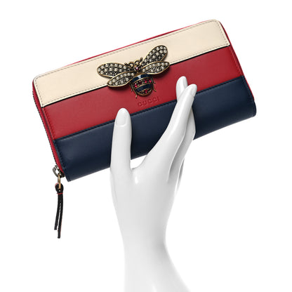 Gucci Calfskin Queen Margaret Zip Around Wallet Blue Agata Hibiscus Red Mystic White 2 of 10