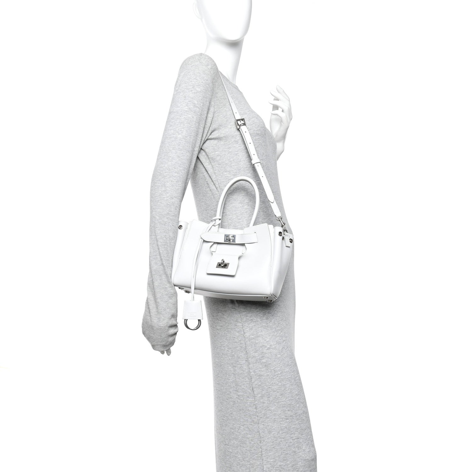 Balenciaga Smooth Calfskin Mini Bel Air Carry All Bag White 2 of 10