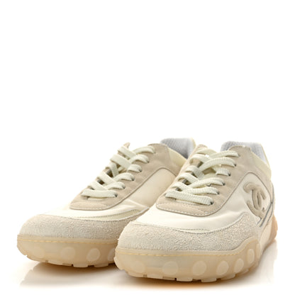 Chanel Mixed Fibers Suede Calfskin Womens CC Sneakers 40 Ivory 4 of 9