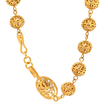 Chanel Metal CC Ball Chain Necklace Gold 1 of 5
