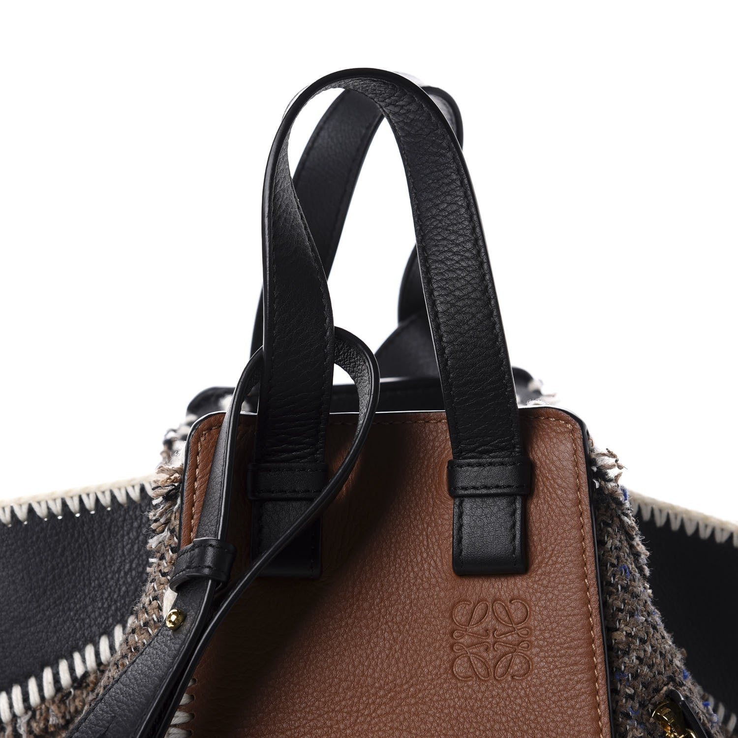 Loewe Calfskin Tweed Small Hammock Shoulder Bag Tan Black 15 of 15
