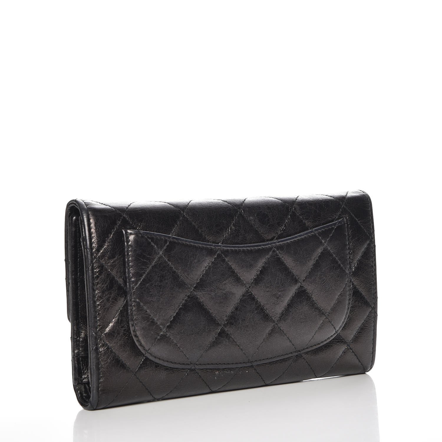 Chanel Glazed Calfskin Quilted Reissue Long Flap Wallet Black 3 of 8