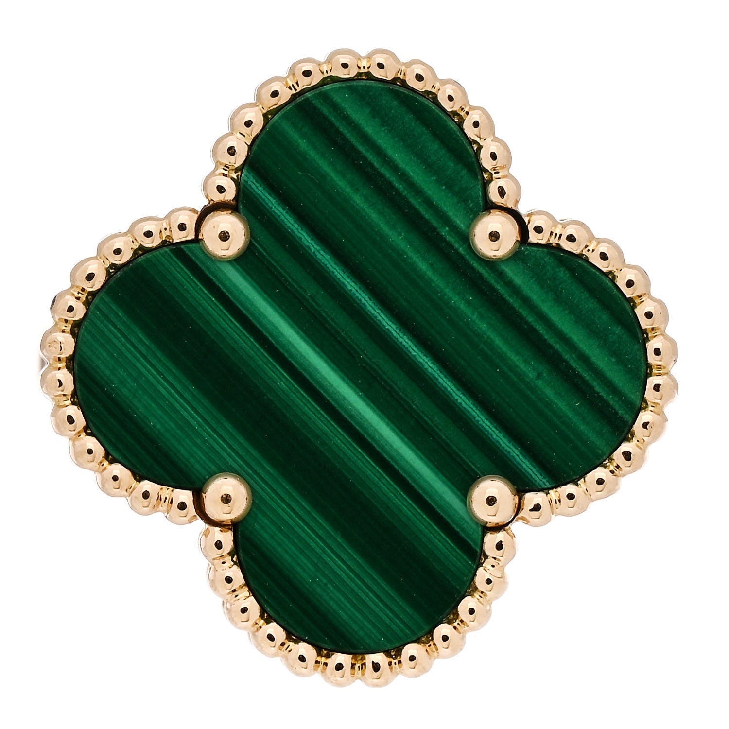 Van Cleef & Arpels 18K Yellow Gold Malachite Magic Alhambra Ring 50 5.25 2 of 6