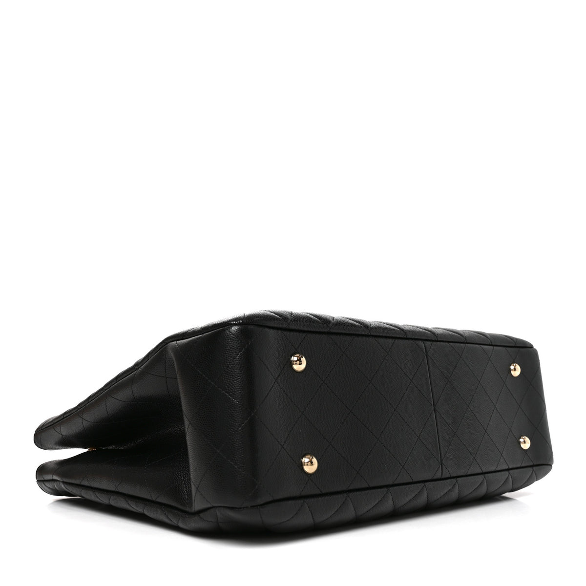 Caviar Quilted Large Shopping Tote Black