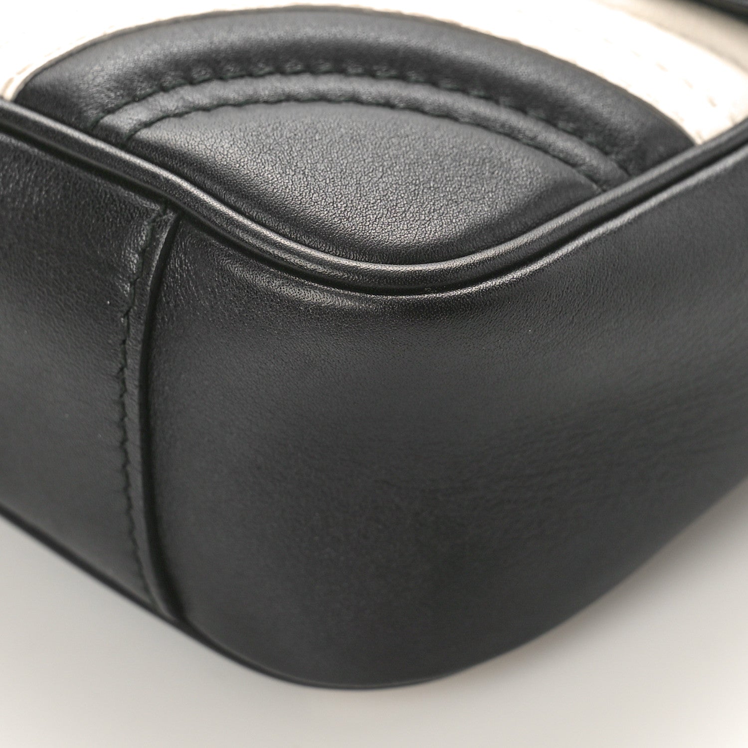 Gucci Calfskin Matelasse Mini GG Marmont Shoulder Bag Black White 9 of 9