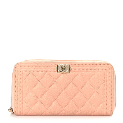 Chanel Caviar Quilted Boy Long Zip Around Wallet Light Pink 1 of 10