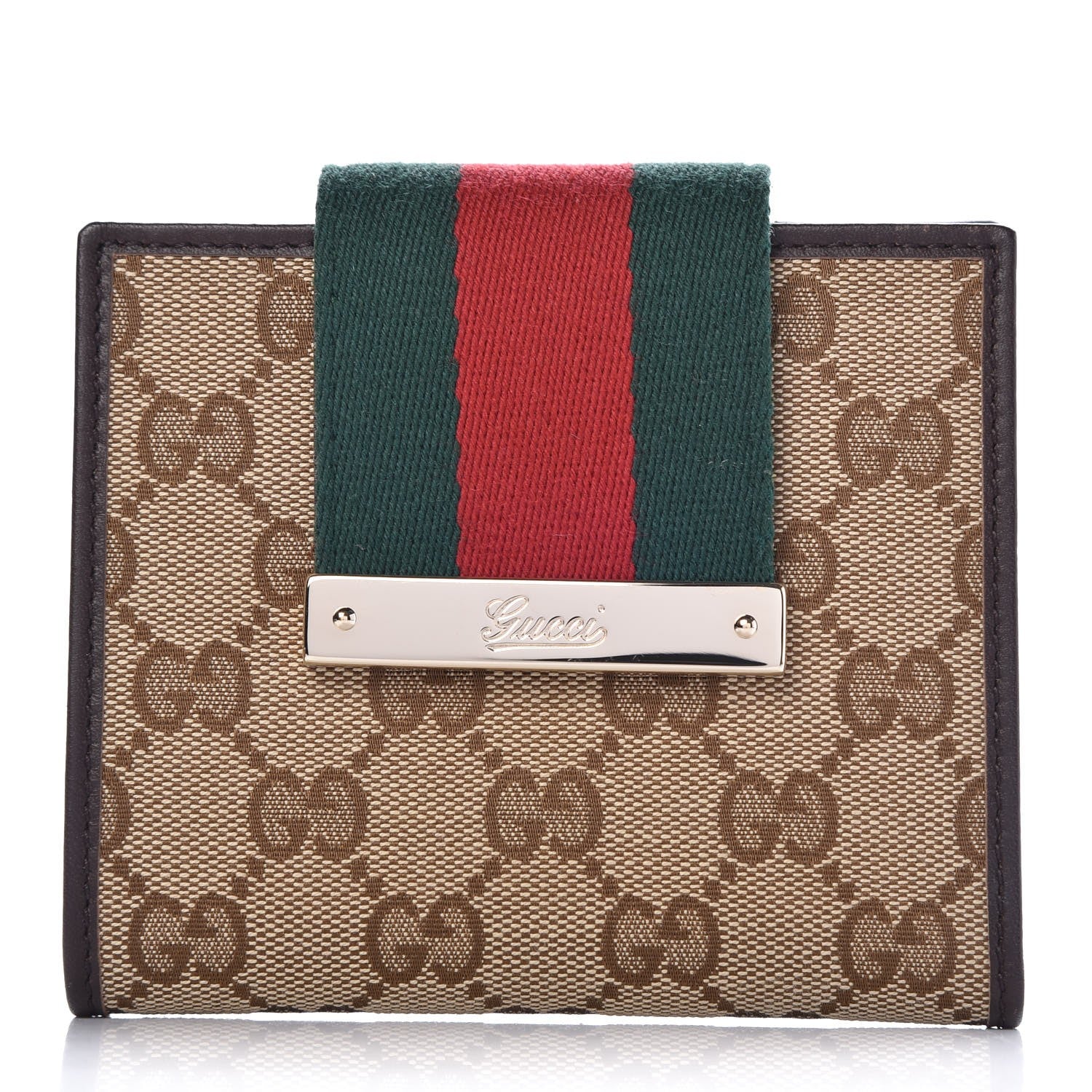 Gucci Monogram Web Ladies Web French Wallet Brown 1 of 7