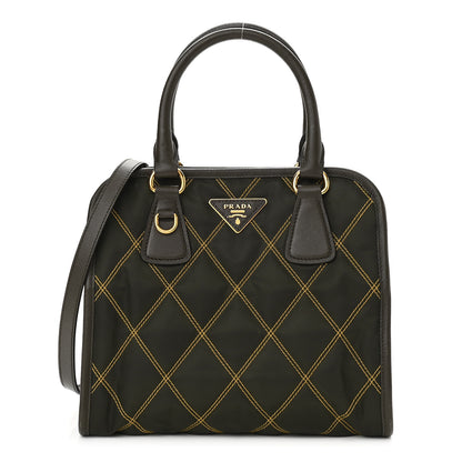 Prada Saffiano Tessuto Nylon Impunturato Quilted Shopper Militare Soleil 1 of 9