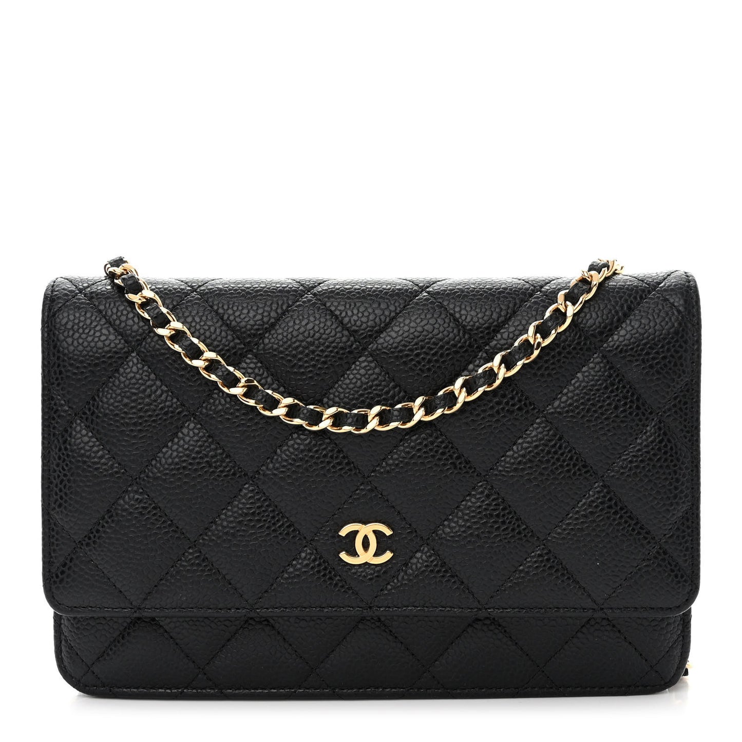 Caviar Quilted Wallet on Chain WOC Black