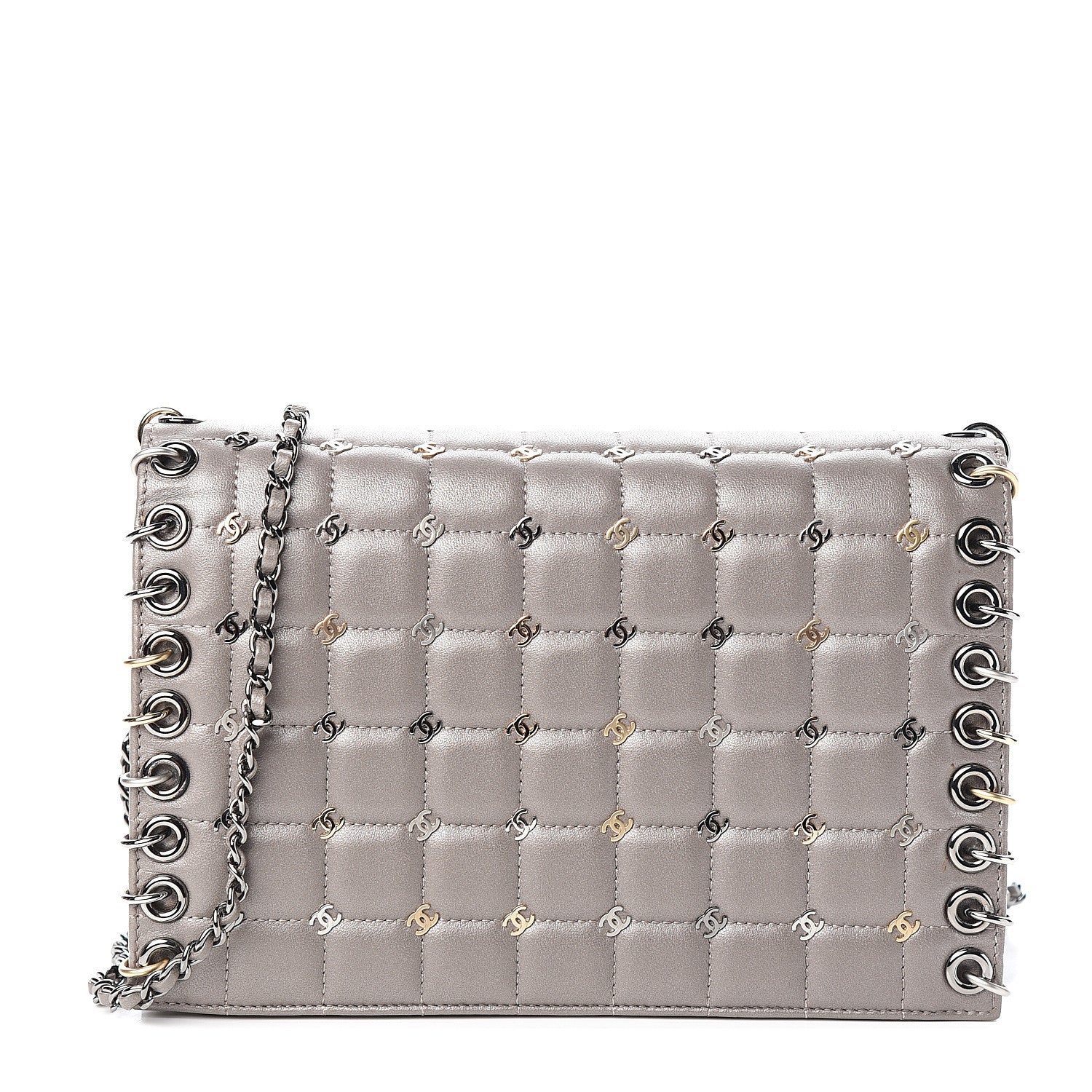 Chanel Lambskin Square Quilted CC Flap Grey 1 of 9