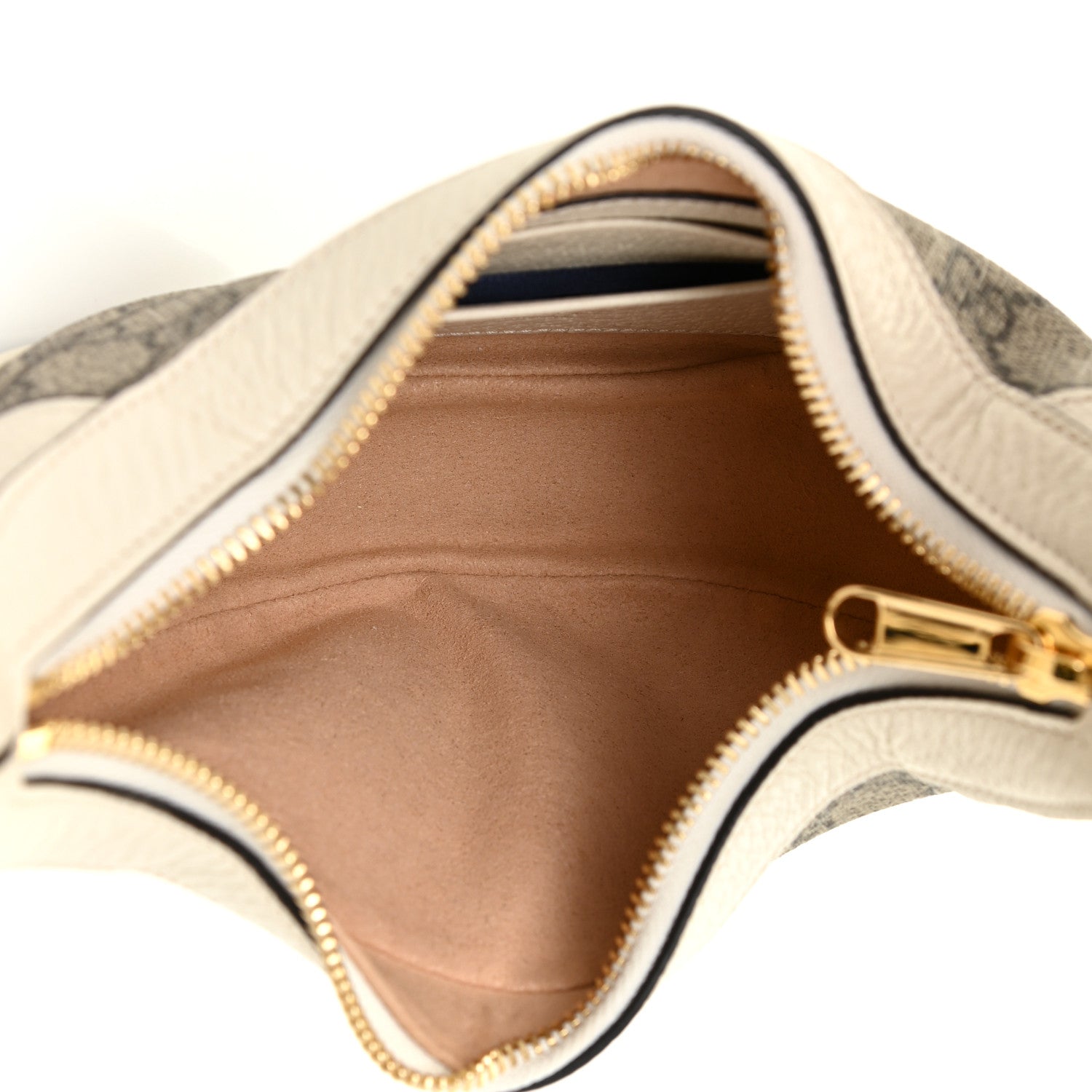 Gucci GG Supreme Monogram Textured Dollar Calfskin Web Mini Ophidia Half Moon Hobo Beige Ebony Mystic White 4 of 10