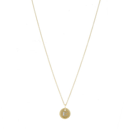 David Yurman 18K Yellow Gold Diamond Initial E Charm Necklace 1 of 5