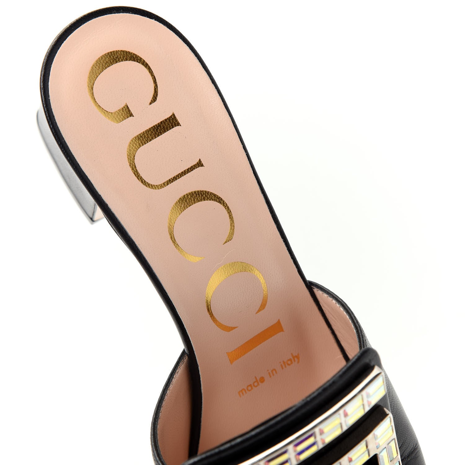 Gucci Malaga Kid Crystal Square G Madelyn Mules 35 Black 8 of 11