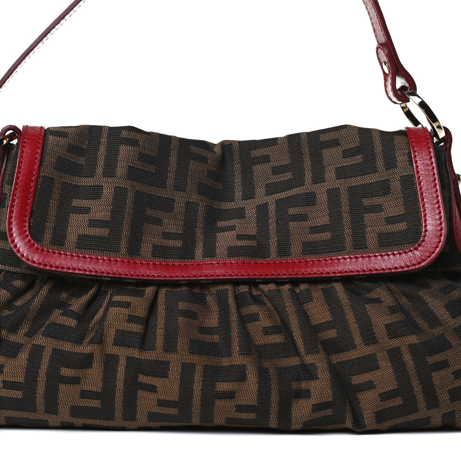 Fendi Zucca Cuoio Lucido Small Chef Shoulder Bag Tobacco Rosso Scuro 7 of 13