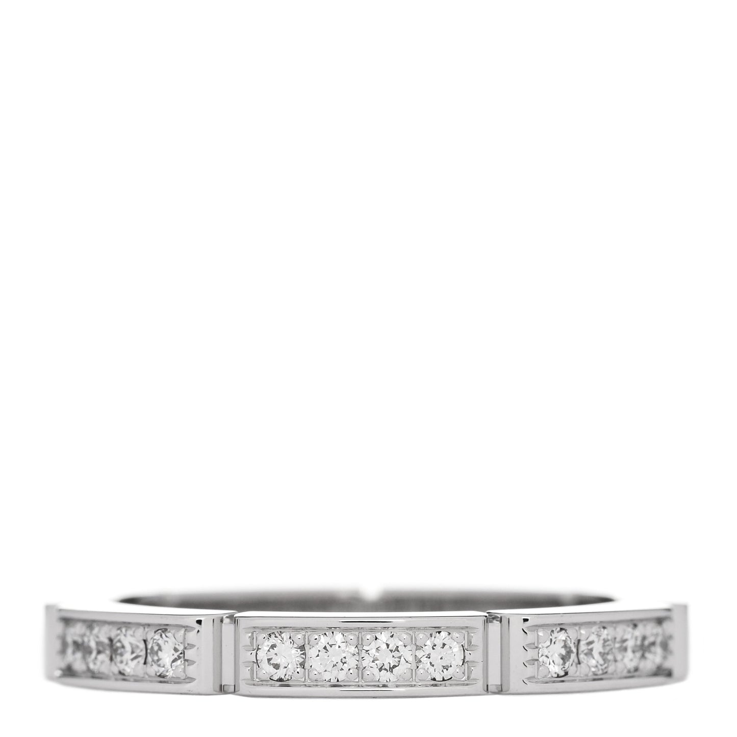 18K White Gold Diamond Maillon Panthere Half Diamond Wedding Band Ring 51 5.75