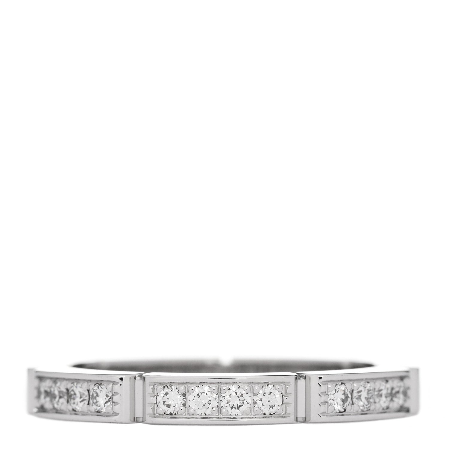 Cartier 18K White Gold Diamond Maillon Panthere Half Diamond Wedding Band Ring 51 5.75 1 of 4