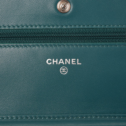 Chanel Lambskin Quilted Wallet On Chain WOC Blue 6 of 11