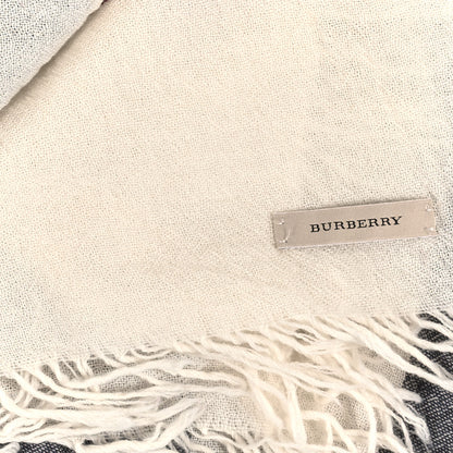 Burberry Wool Silk Gauze Giant Check Lightweight Scarf White 2 of 3