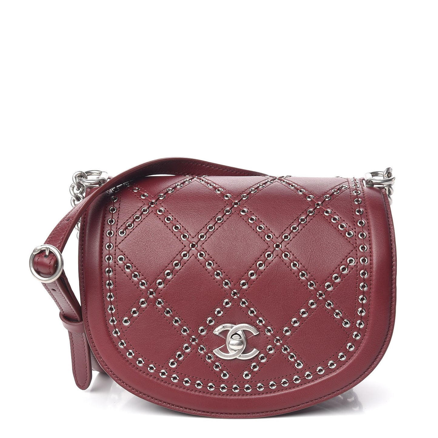 Calfskin Coco Eyelets Small Flap Bag Red