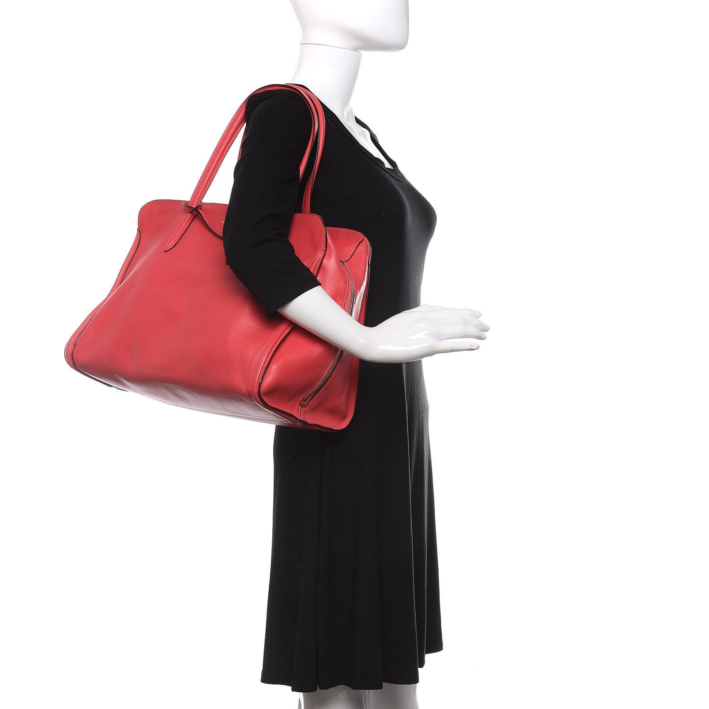 Pebbled Calfskin Large Skull Padlock Zip Around Tote Pink