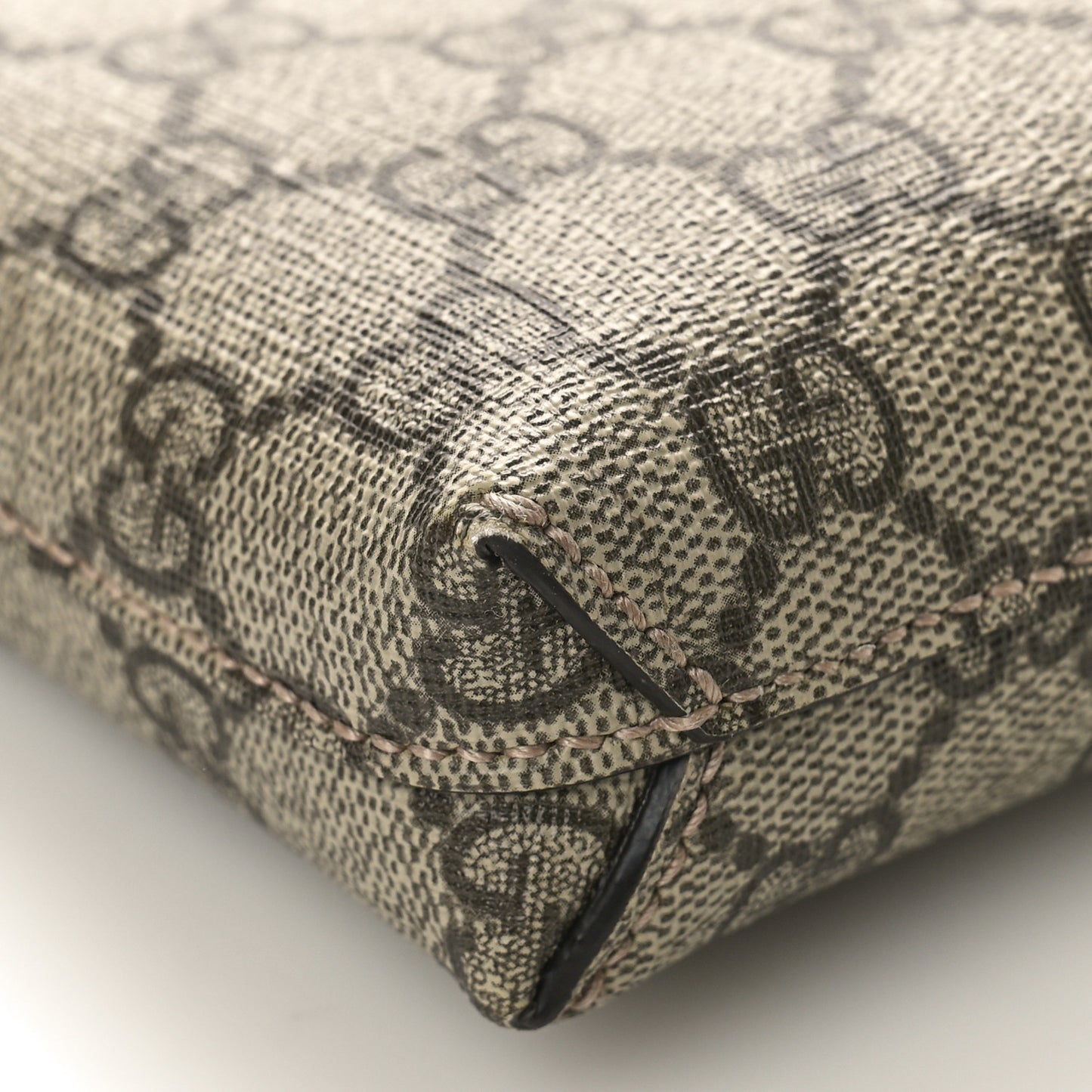 GG Supreme Monogram Azalea Calfskin Small Retro Interlocking G Wristlet Messenger Bag Beige Ebony Brown Sugar