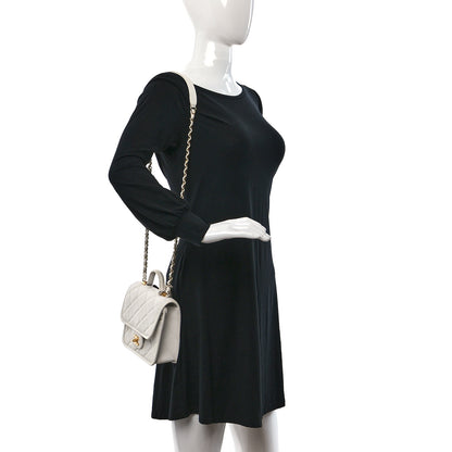Chanel Caviar School Memory Mini Top Handle Flap White 2 of 10