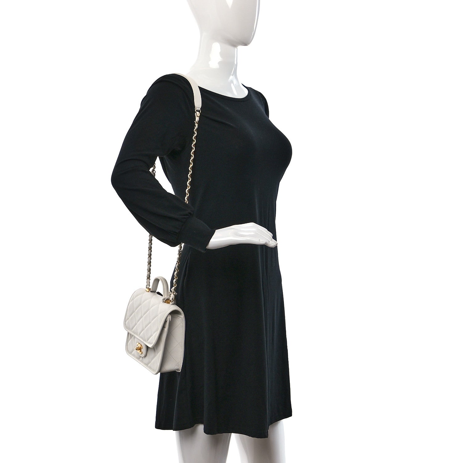 Chanel Caviar School Memory Mini Top Handle Flap White 2 of 9