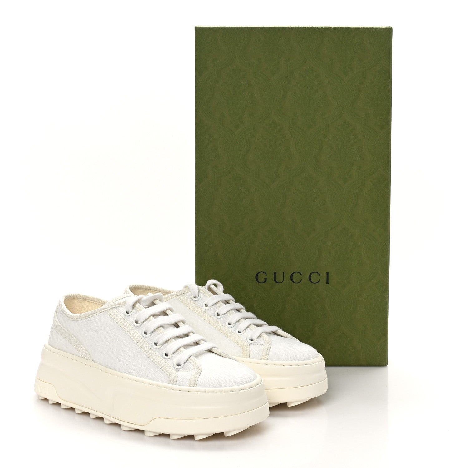 Gucci GG Monogram Womens 1977 Tennis Platform 52mm Sneakers 35 Great White Mystic White 8 of 8