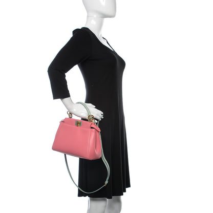 Fendi Nappa Colorblock Mini Peekaboo Iconic Satchel Rosa Fluo Oxigen Slate 4 of 11