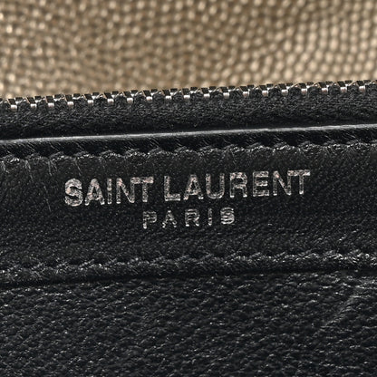 Saint Laurent Metallic Grain De Poudre Matelasse Chevron Monogram Chain Wallet Piombo 6 of 12
