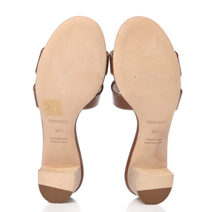 Hermes Calfskin Oasis Sandals 36.5 Gold 5 of 9