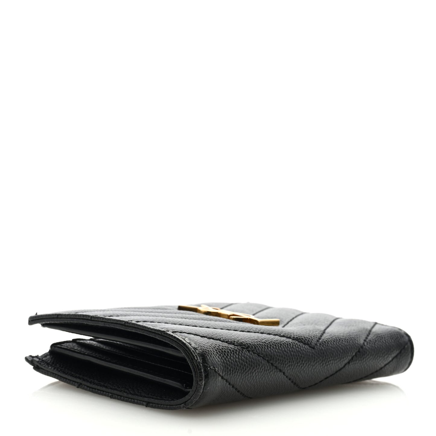 Grain De Poudre Matelasse Chevron Monogram Zipped Two-Part Wallet Black