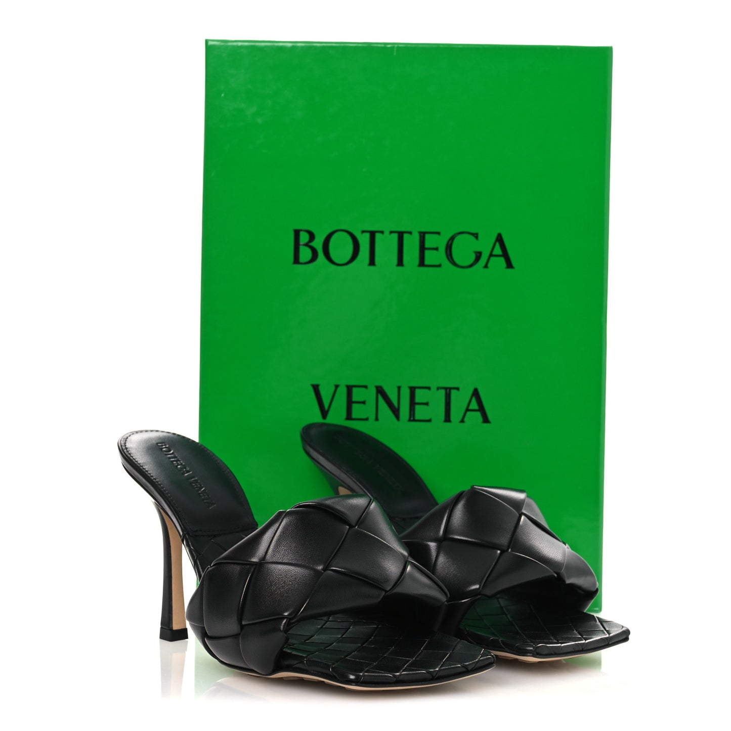 Nappa Maxi Intrecciato Lido Mule Sandals 37.5 Black