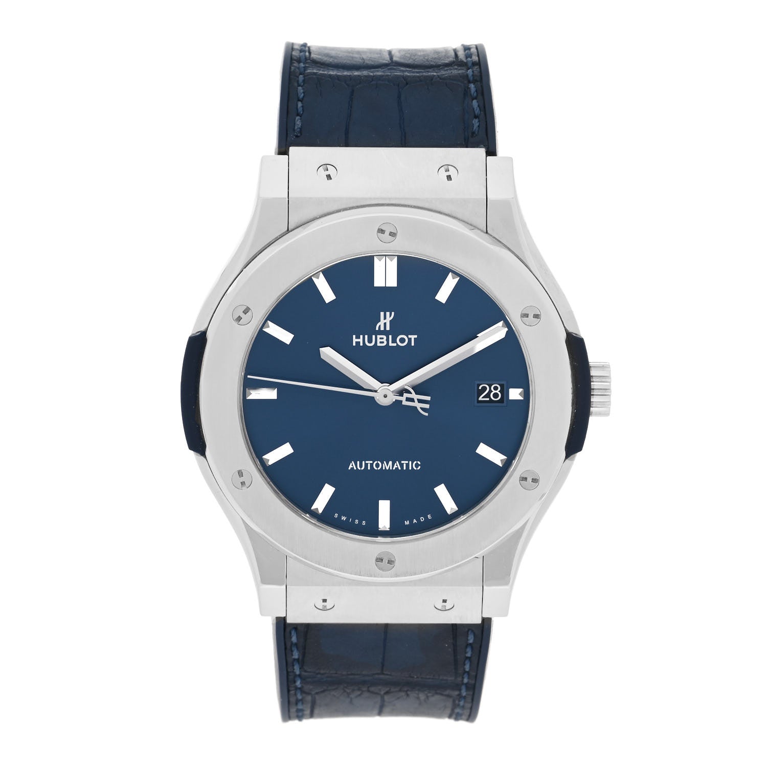 Hublot Titanium Alligator 45mm Classic Fusion Automatic Watch Blue 511.NX.7170.LR 1 of 5