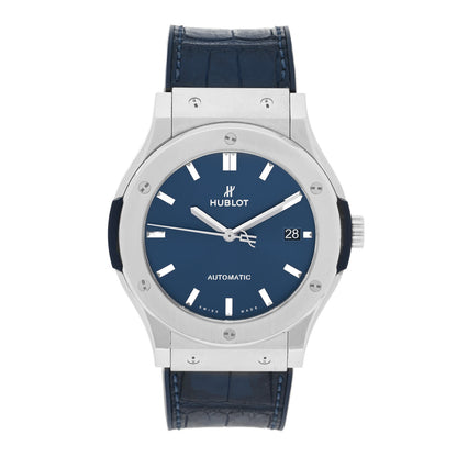 Hublot Titanium Alligator 45mm Classic Fusion Automatic Watch Blue 511.NX.7170.LR 1 of 5