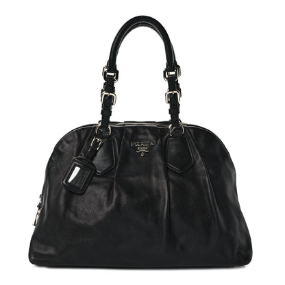 Prada Soft Calf Pleated Tote Black 1 of 9