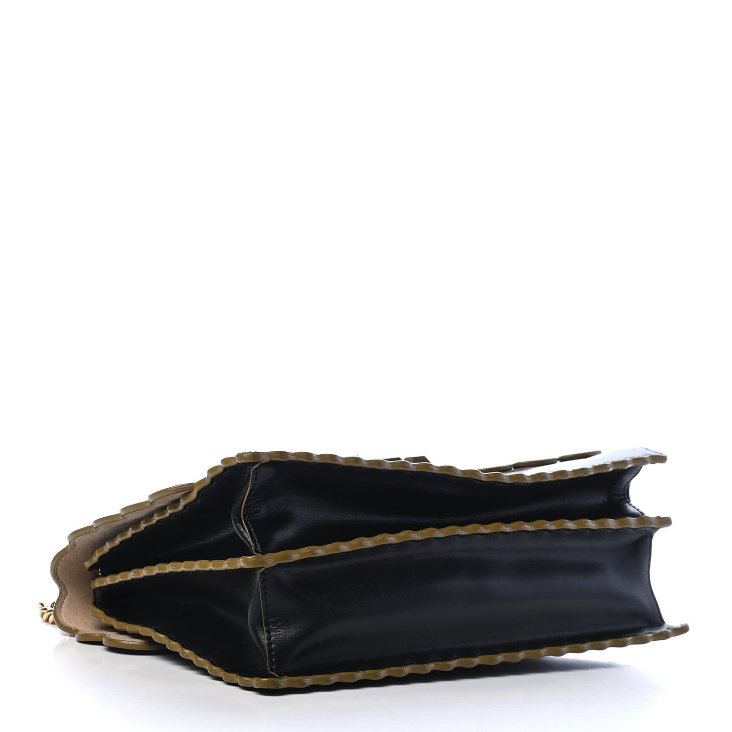 Vitello Liberty Scalloped Studded Kan I Shoulder Bag Black