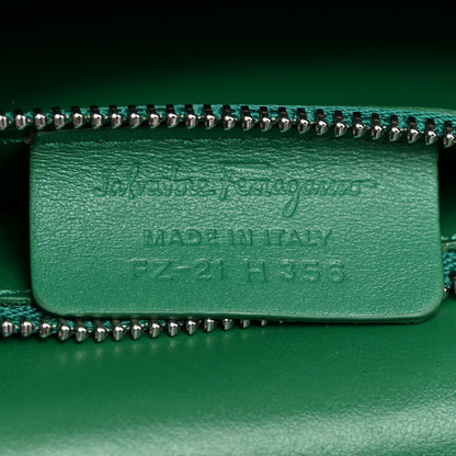 Salvatore Ferragamo Calfskin Reptile Embossed Joanne Crossbody Emerald Green 7 of 10