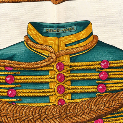 Hermes Silk Brandebourgs Pocket Square Violet Blanc Canard 2 of 3