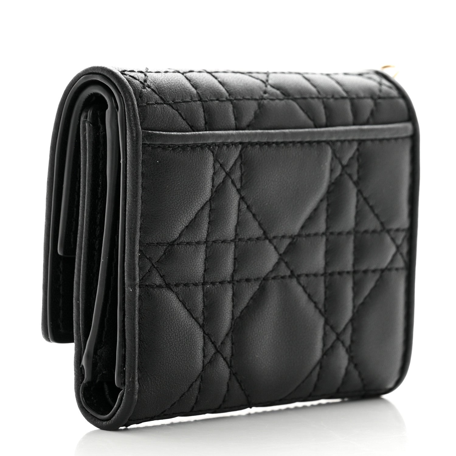 Christian Dior Lambskin Cannage Lady Dior Lotus Wallet Black 3 of 10