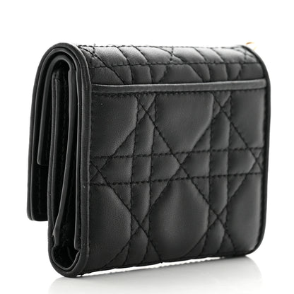 Christian Dior Lambskin Cannage Lady Dior Lotus Wallet Black 3 of 10