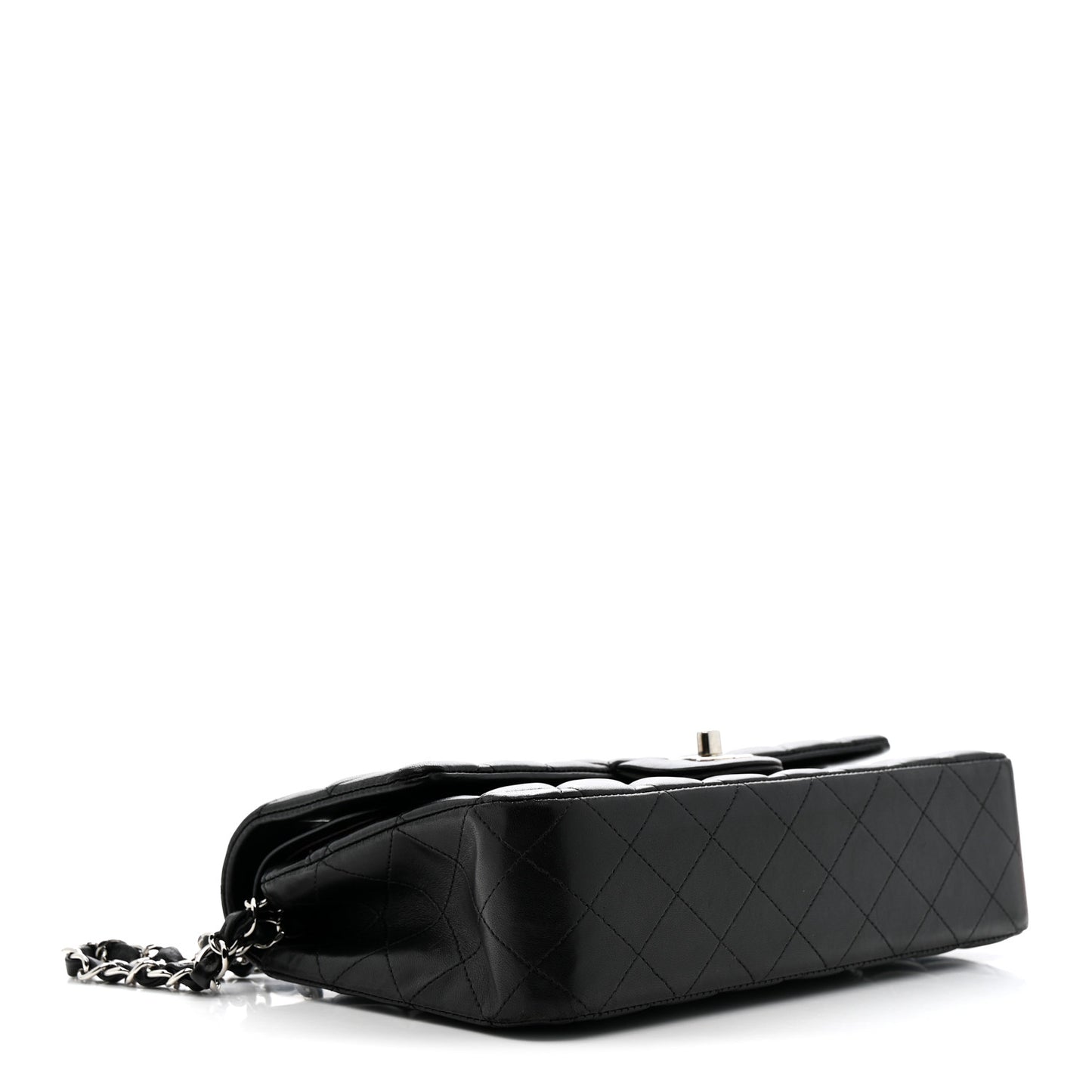 Lambskin Quilted Medium Double Flap Black