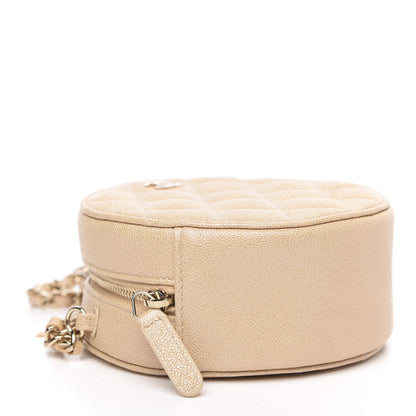 Chanel Iridescent Caviar Quilted Round Clutch With Chain Beige 4 of 10