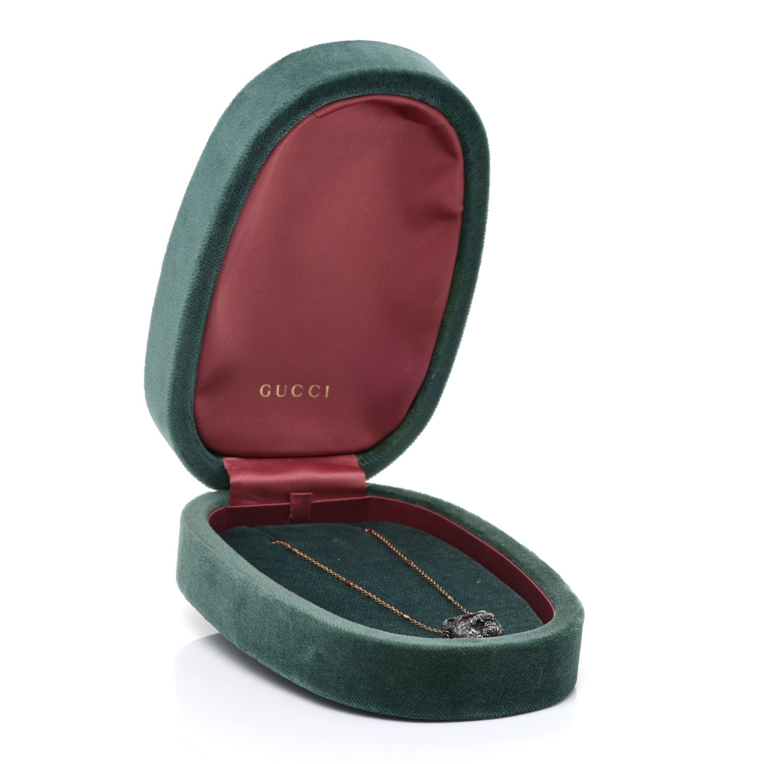 Gucci Sterling Silver 18K Yellow Gold Diamond Ruby Le Marche Des Merveilles Feline Pendant Necklace 5 of 6