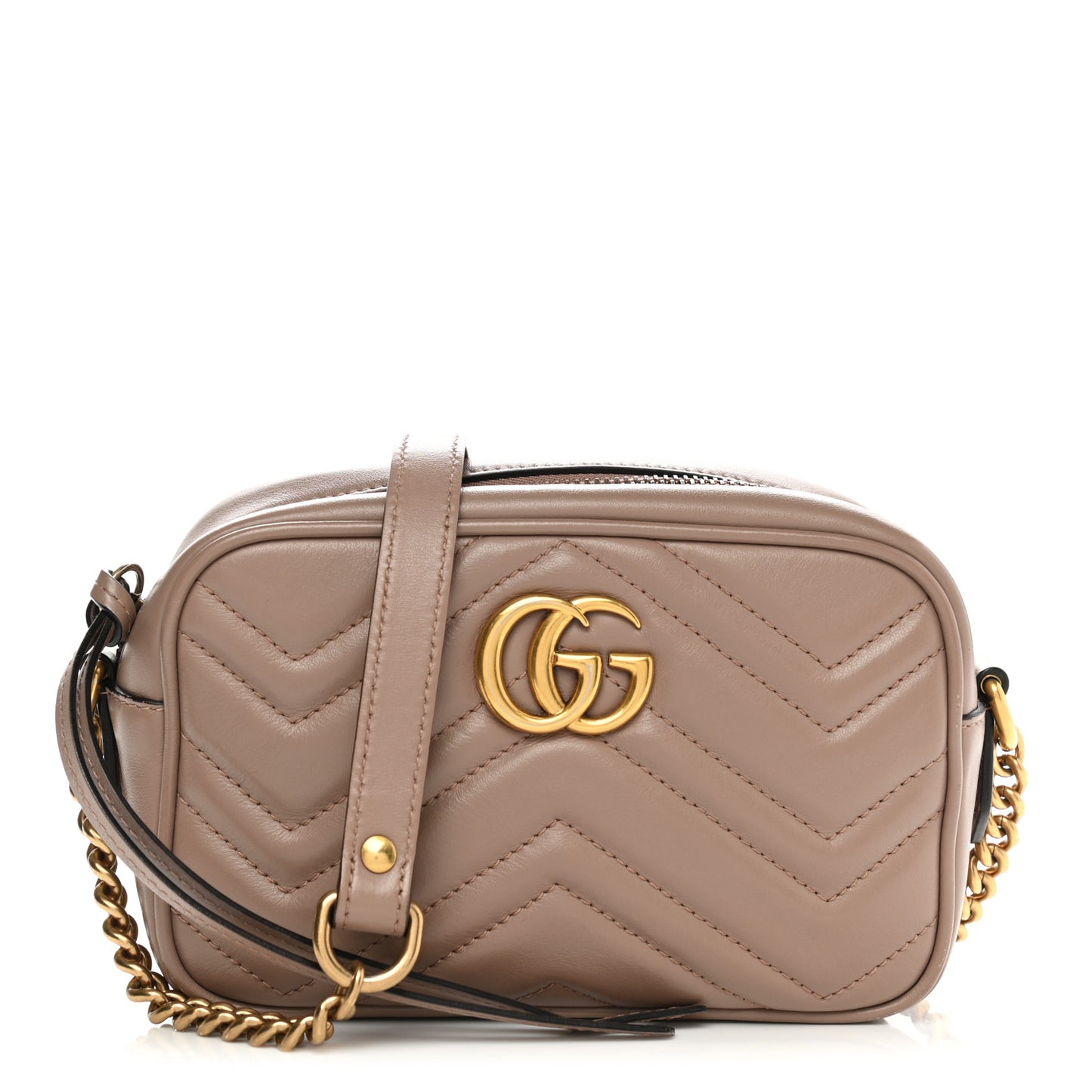 Calfskin Matelasse Mini GG Marmont Chain Shoulder Bag Porcelain Rose