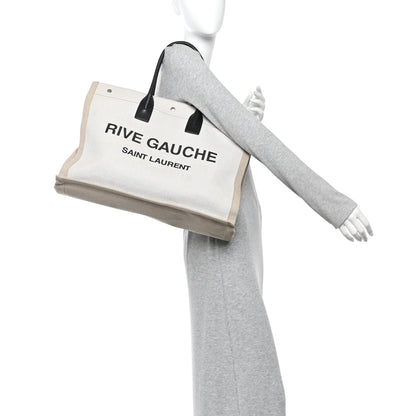 Saint Laurent Linen Calfskin Rive Gauche Tote Greggio Natural 2 of 9