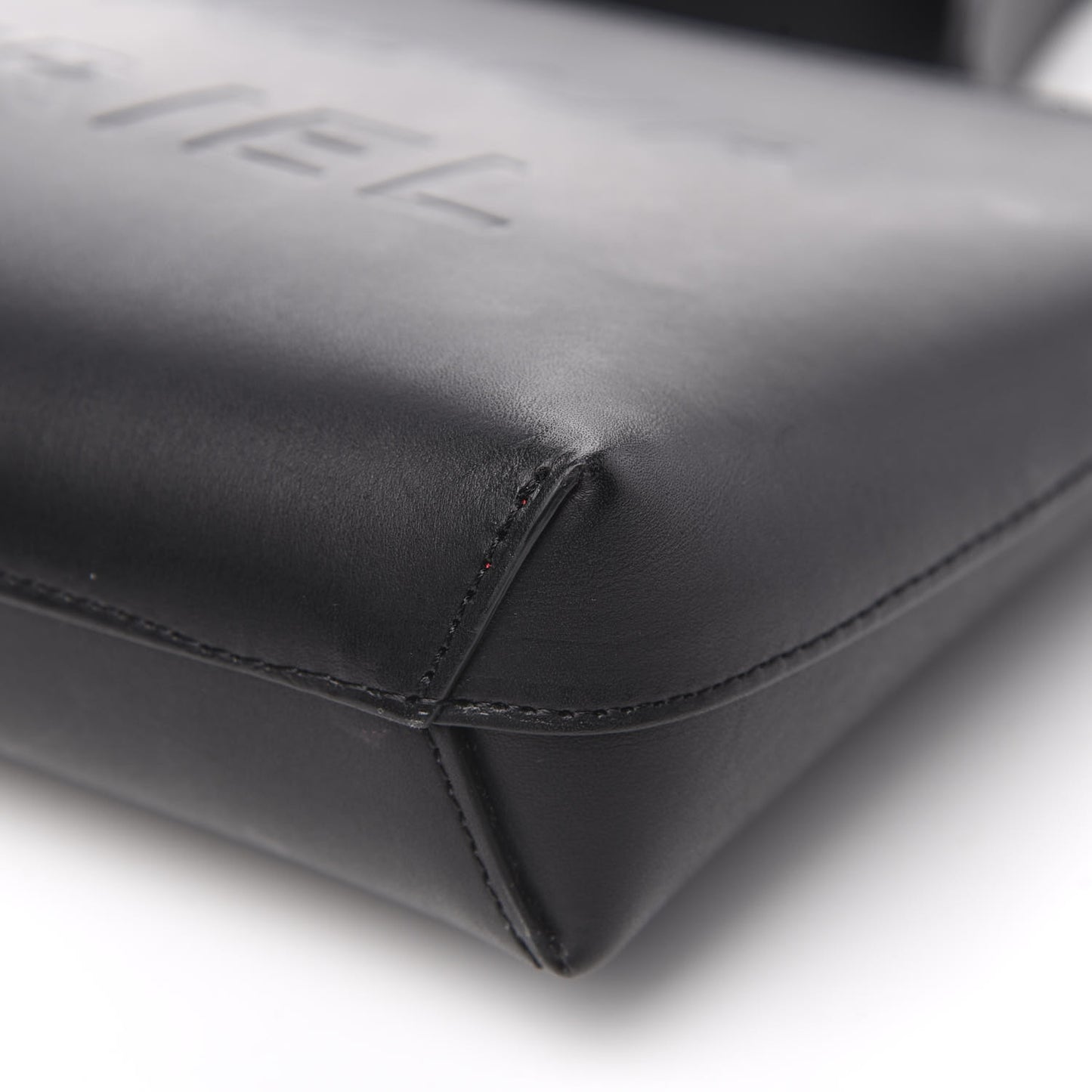 Calfskin Logo Debossed Bag Black